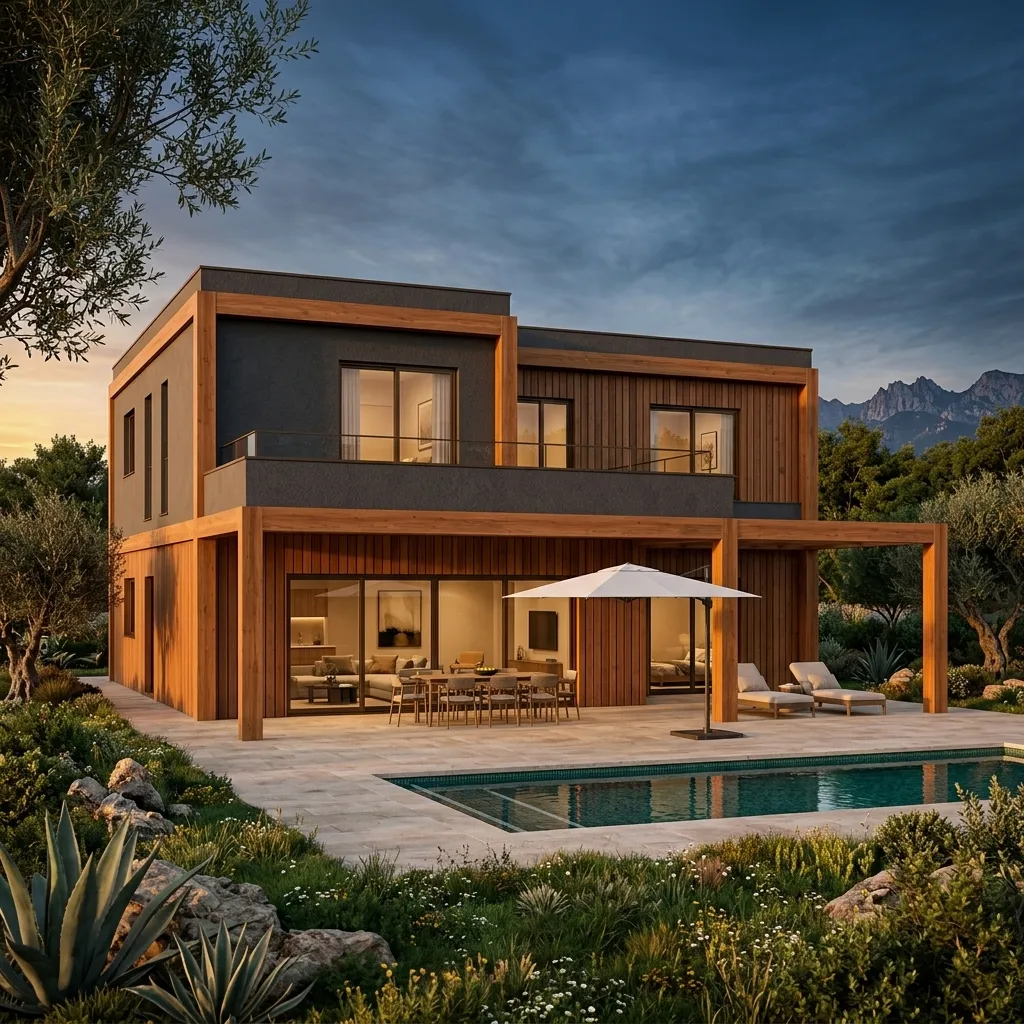 Vivienda de entramado de madera construida in-situ en España